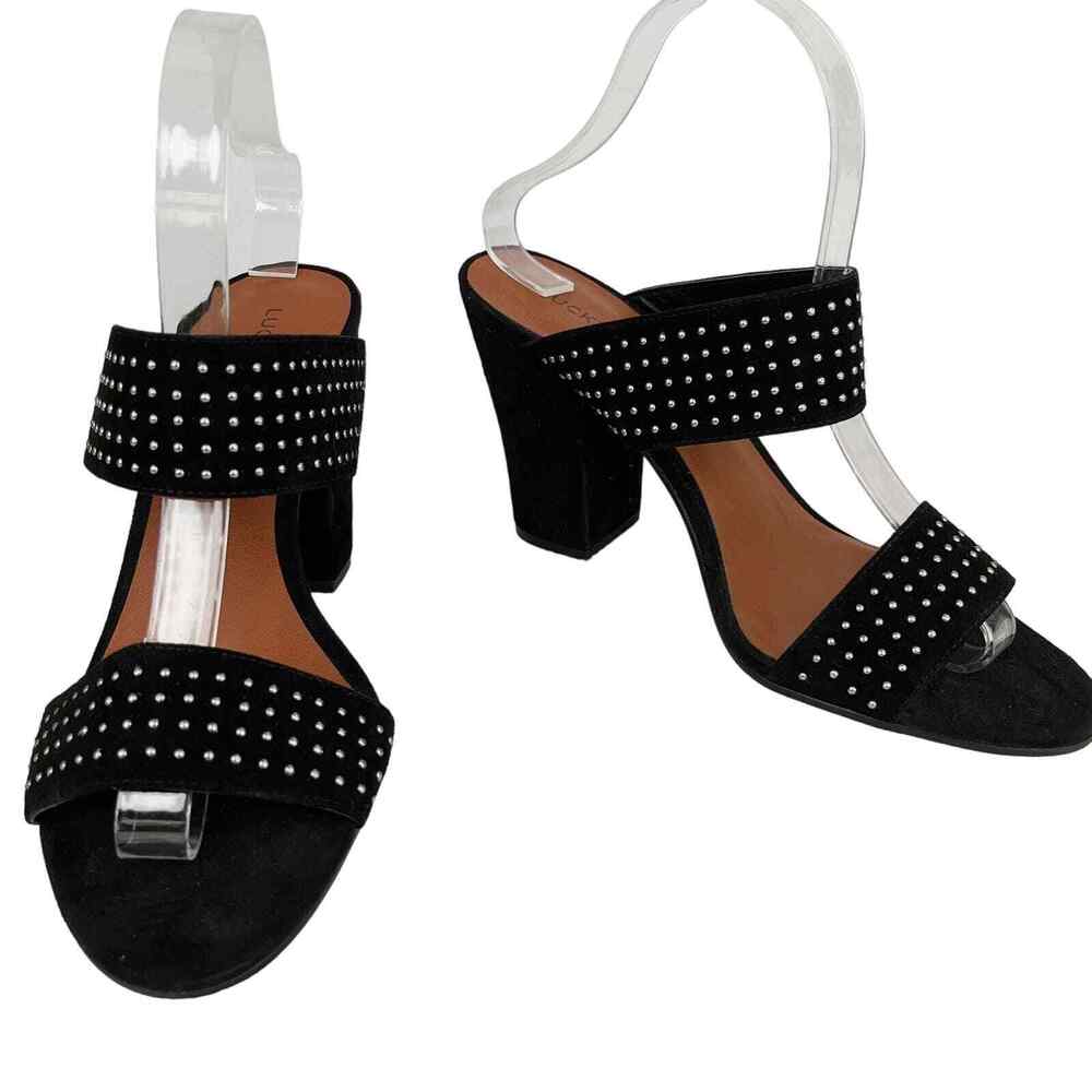 Lucky Brand Mkennah Faux Suede Strap Studded Block Heel 8.5M 38.5M